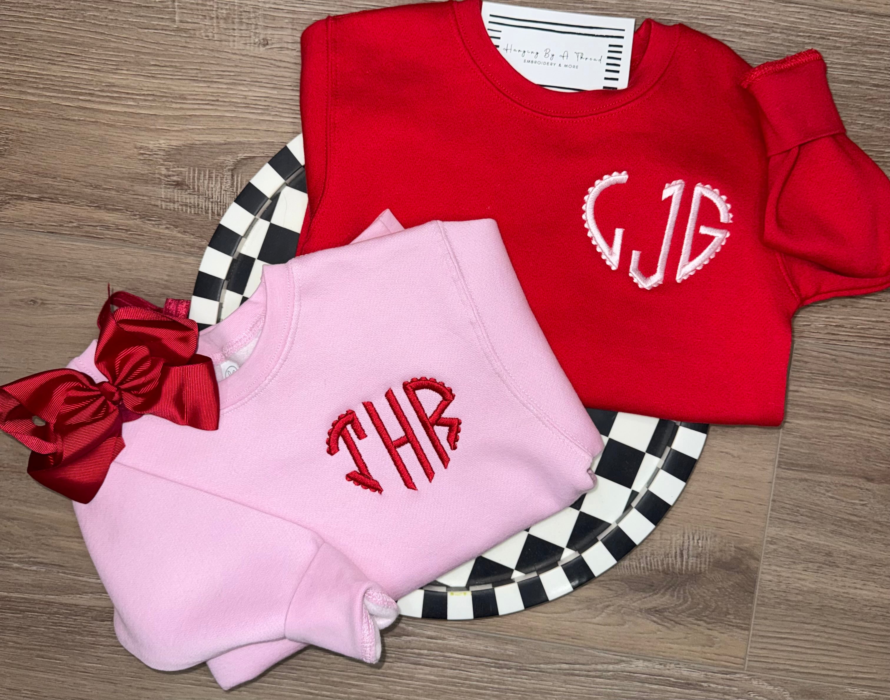 Kids Valentine Heart Monogram Sweatshirt