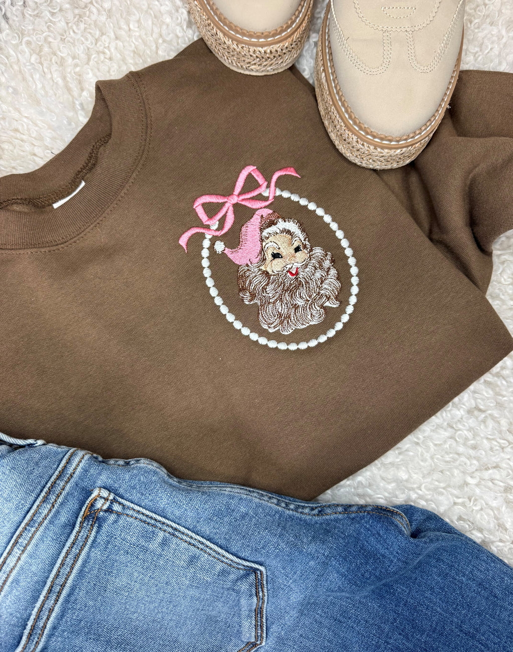 Pearl Bow Santa Sweatshirt