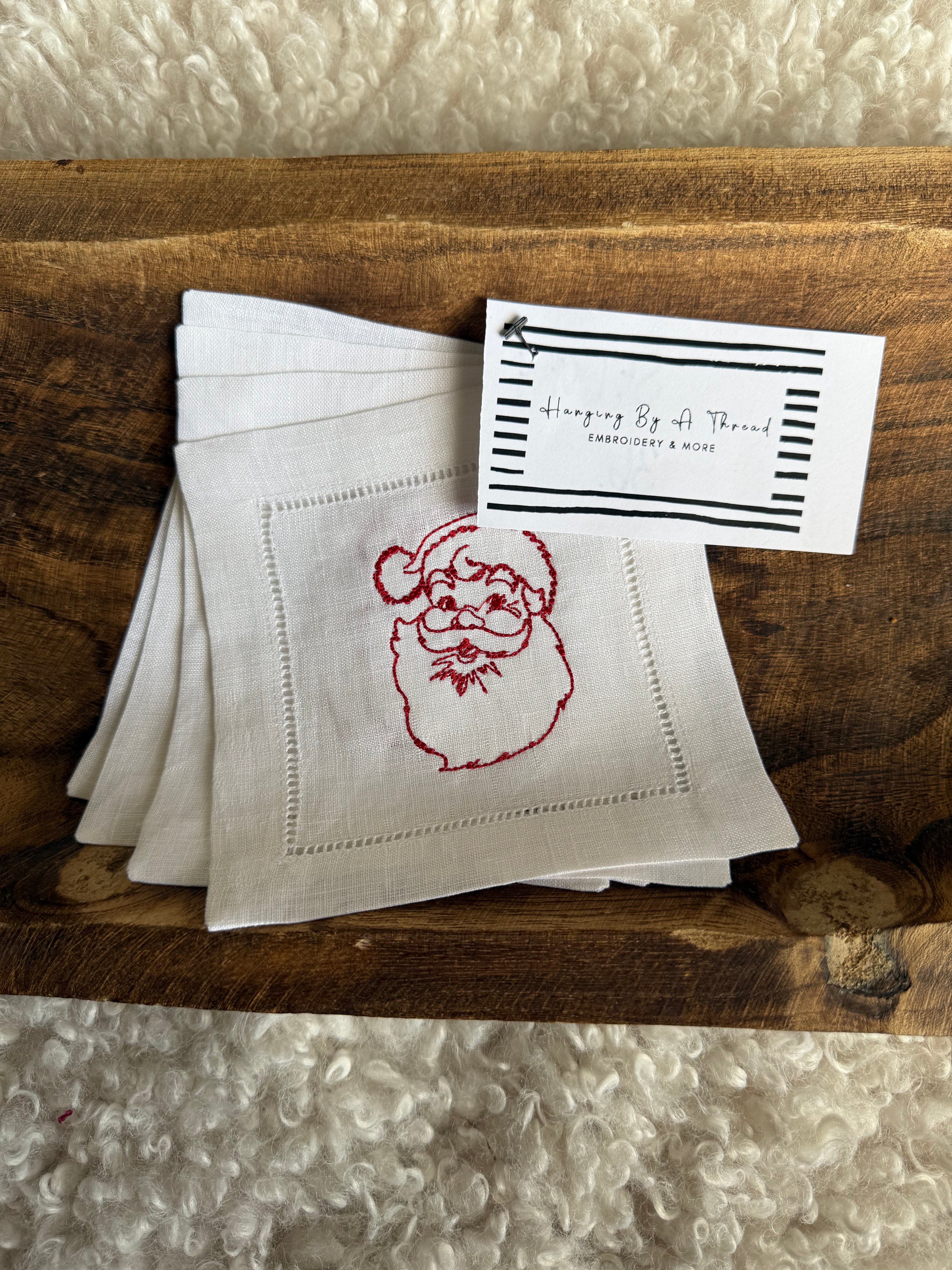 Vintage Santa Cocktail Napkins - Set of 4