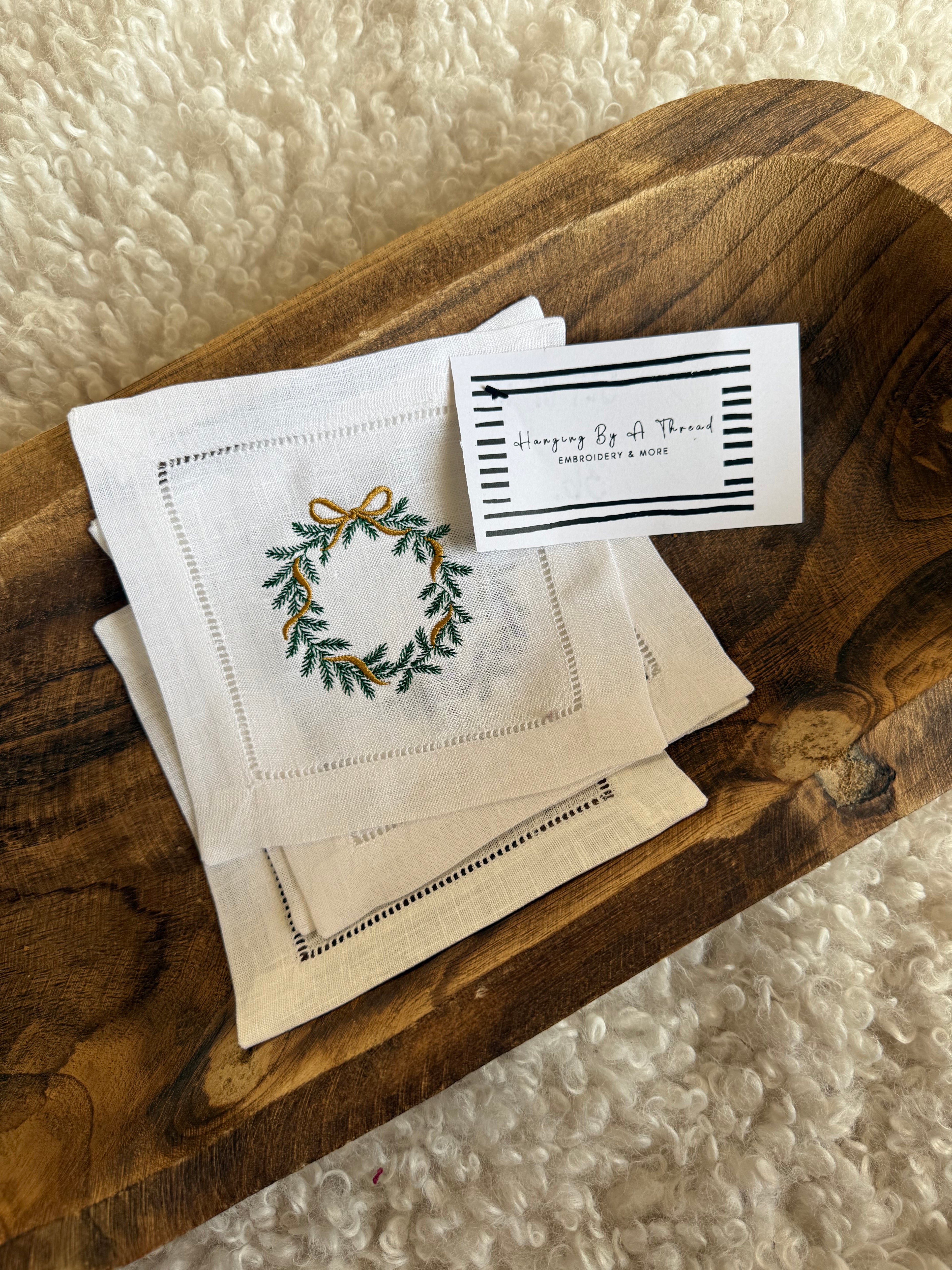 Christmas Wreath Cocktail Napkins - Set of 4