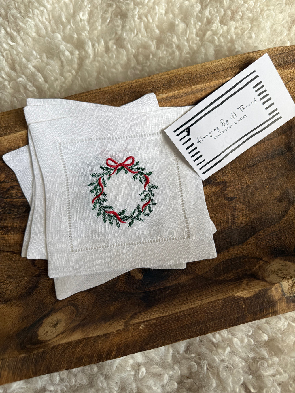 Christmas Wreath Cocktail Napkins - Set of 4