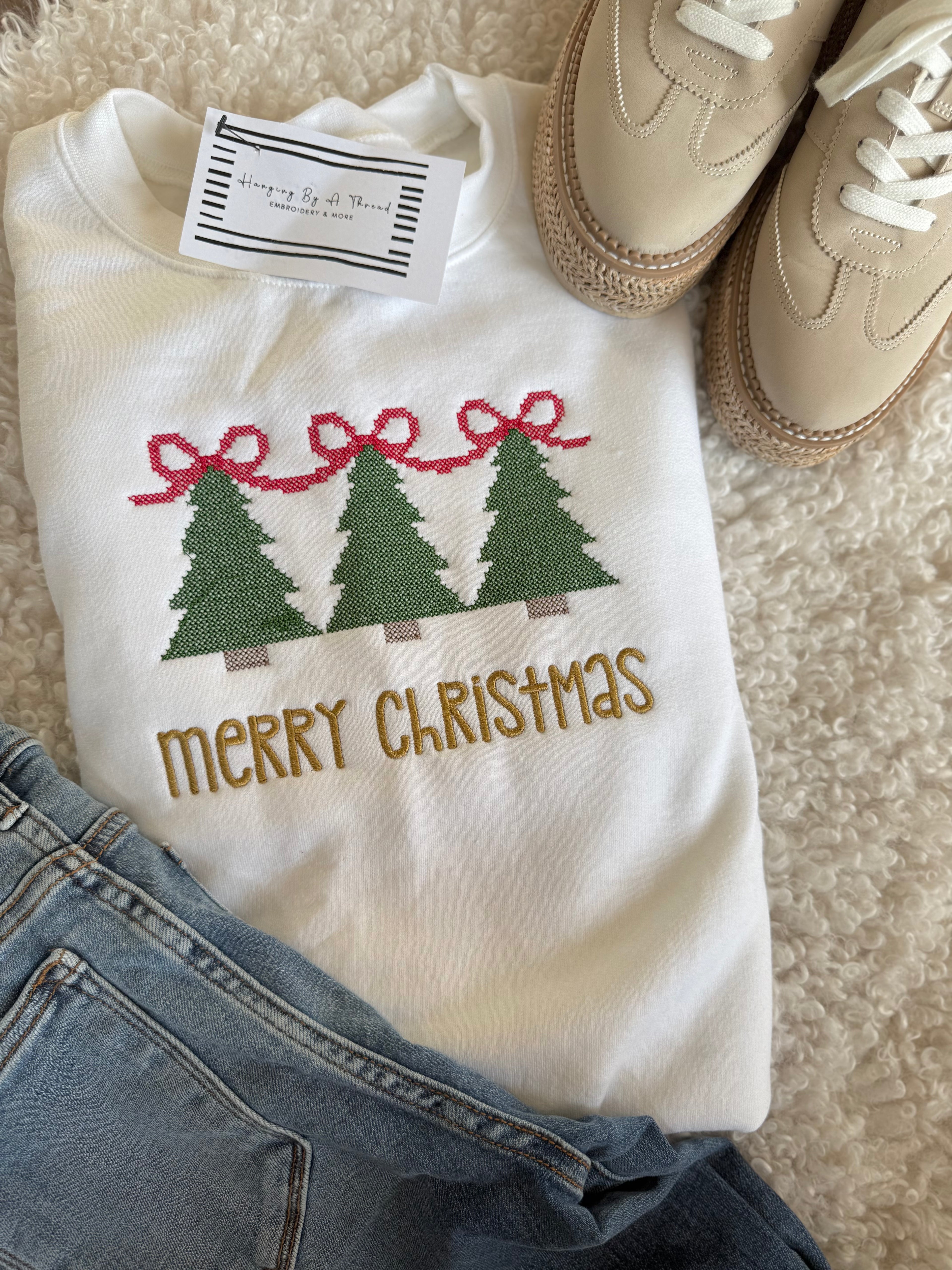 Christmas Tree Cross Stitch Trio - Sweatshirt