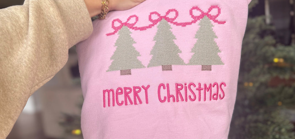 Christmas Tree Cross Stitch Trio - Sweatshirt